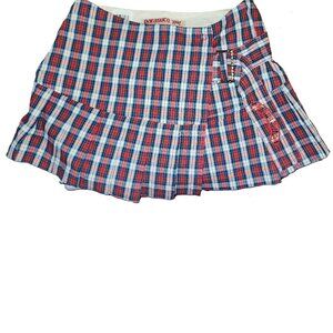 NEW Parasuco Scottish Tartan Print Pleat Mini Skirt Size 4 VINTAGE 30" Waist/Hip